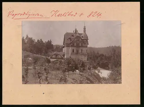 Fotografie Brück & Sohn Meissen, Ansicht Karlsbad, Blick auf die Villa Jägerhof
