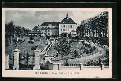 AK Odenkirchen, Kaiser-Wilhelm-Realschule vom Garten gesehen