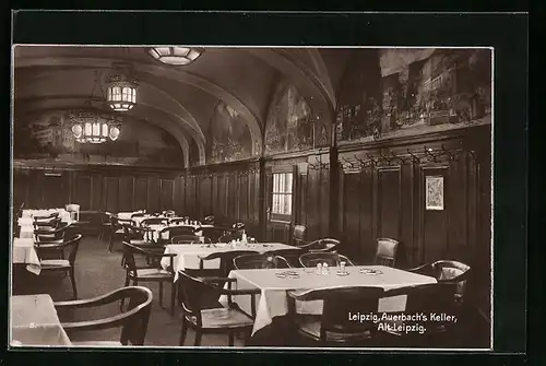 AK Leipzig, Gasthaus Auerbachs Keller, Innenansicht