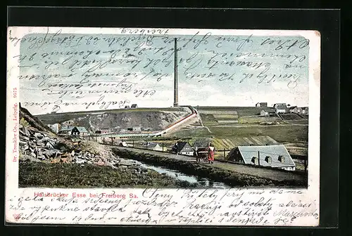 AK Freiberg /Sa., Halsbrücker Esse und Umgebung