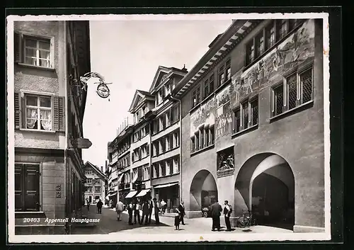 AK Appenzell, Strasse Hauptgasse mit Geschäften