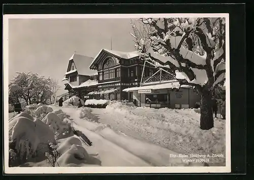 AK Uetliberg b. Zürich, Restaurant Uto-Kulm im Schnee