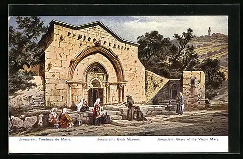Künstler-AK Jerusalem, Grab Mariens