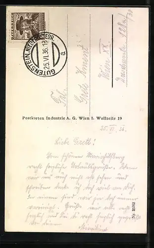 AK Gutenstein, Teilansicht mit Baum