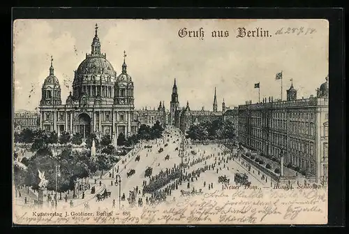 AK Berlin, Parade vor dem neuen Dom, Königl. Schloss