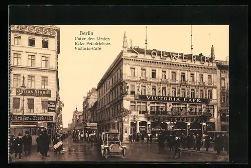 AK Berlin, Unter den Linden Ecke Friedrichstr., Victoria-Café