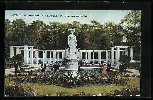 AK Berlin, Tiergarten, Partie im Rosengarten, Denkmal der Kaiserin