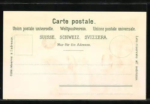 Lithographie Appenzell, Gesamtansicht, Mädchen und Burschen in Tracht, Blumen