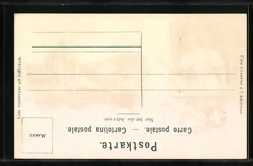 Lithographie Appenzell, Partie an der Kirche, Grüssende Appenzellerin, Wappen