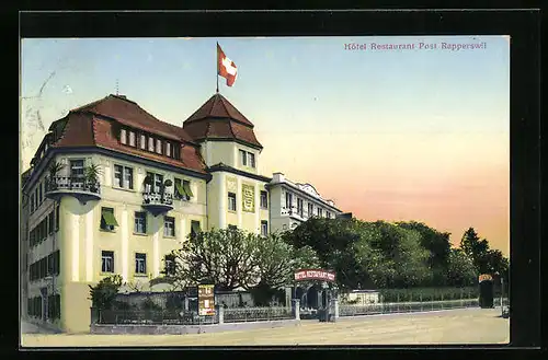 AK Rapperswil, Hotel Restaurant Post - Strassenansicht