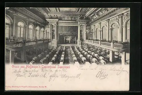 AK Berlin-Kreuzberg, Hoffmann`s Concertsaal Sanssouci, Kottbusser Strasse 4a