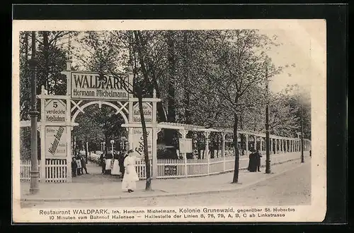 AK Berlin-Grunewald, Restaurant Waldpark Kolonie Grunewald