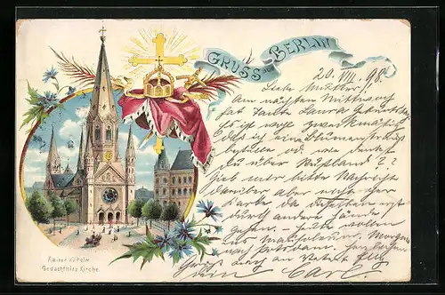 Lithographie Berlin, Kaiser Wilhelm Gedächtnis Kirche