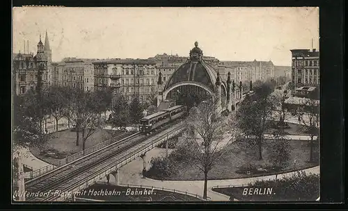 AK Berlin, Nollendorfplatz mit Hochbahn-Bahnhof