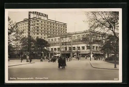 AK Berlin, Stresemannstrasse mit Europa-Haus