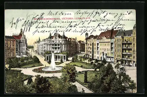 AK Berlin-Schöneberg, Victoria Luise-Platz mit Springbrunnen