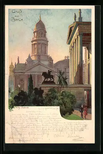 Künstler-AK Heinrich Kley: Berlin, Partie am Gendarmenmarkt