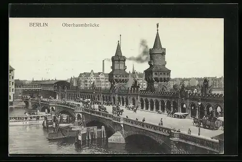 AK Berlin, Oberbaumbrücke aus der Vogelschau