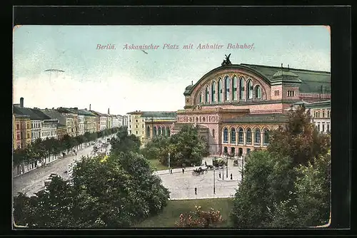 AK Berlin, Askanischer Platz mit Anhalter Bahnhof