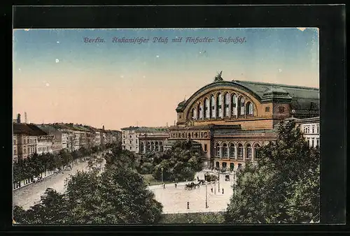 AK Berlin, Askanischer Platz mit Anhalter Bahnhof aus der Vogelschau