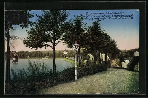 AK Berlin-Charlottenburg, Partie am Carlshof, Spandauer Schiffahrtskanal