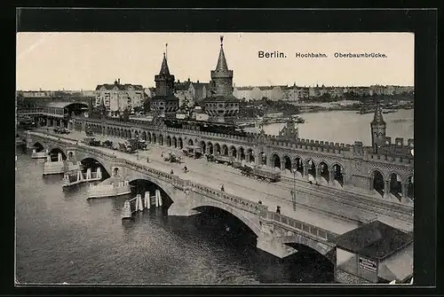 AK Berlin, Hochbahn und Oberbaumbrücke