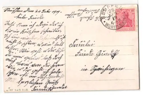 Glitzer-Perl-AK Baum mit eingeschnittenem Herz, Schrift mit Glitzer-Perlen