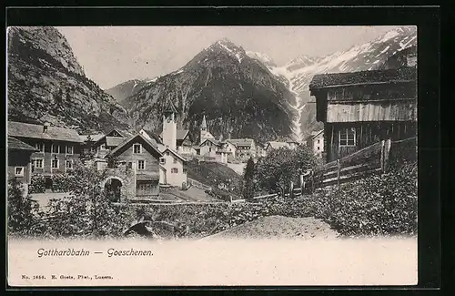 AK Goeschenen, Ansicht des Ortes an der Gotthardbahn