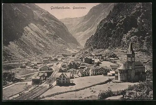 AK Goeschenen, Ansicht des verschneiten Ortes