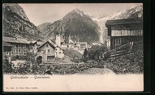 AK Goeschenen, Ortspartie an der Brücke