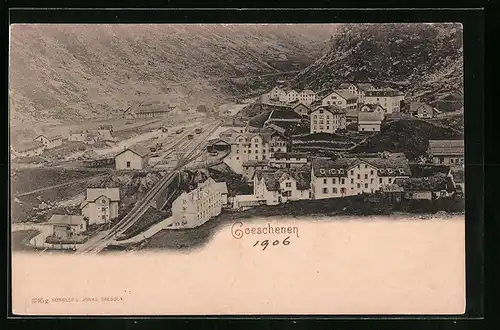 AK Goeschenen, Ortsansicht aus der Vogelschau