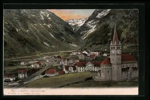 AK Goeschenen, Ortspartie an der Kirche