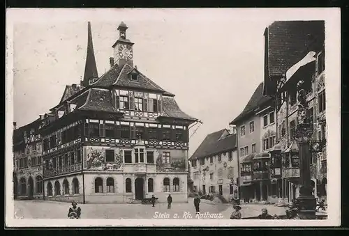 AK Stein a. Rh., Partie am Rathaus mit bemalter Fassade