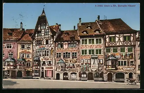 AK Stein a. Rh., Partie mit künstlerisch verzierten Hausfassaden