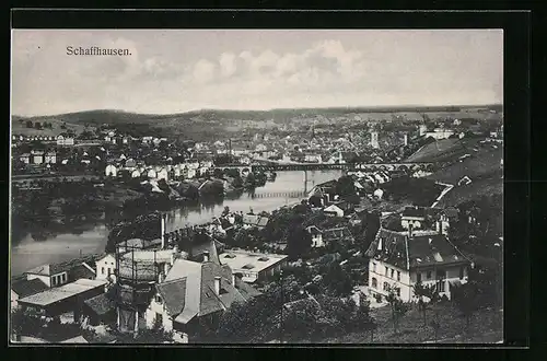 AK Schaffhausen, Ortsansicht mit Brücke