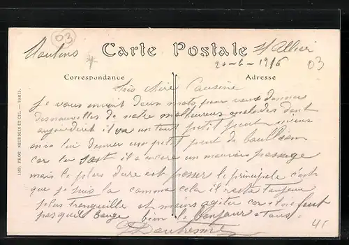 AK Moulins, Vue sur l'Allier et le Pont du Chemin de Fer