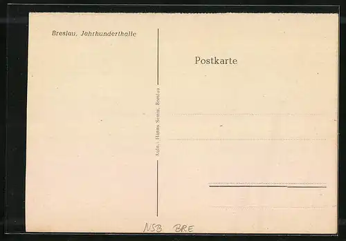 AK Breslau, Ansicht der Jahrhunderthalle