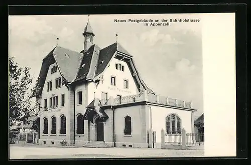 AK Appenzell, Neues Postgebäude an der Bahnhofstrasse