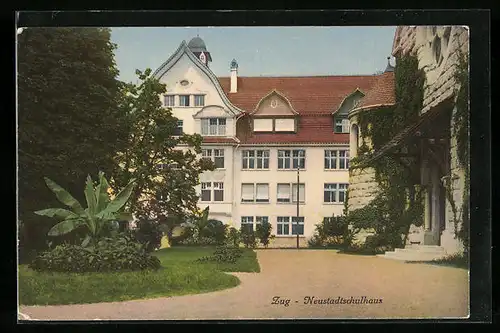 AK Zug, Neustadtschulhaus mit Anlagen