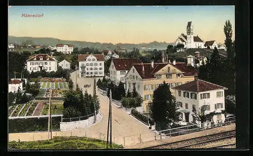 AK Männedorf, Ortspartie aus der Vogelschau