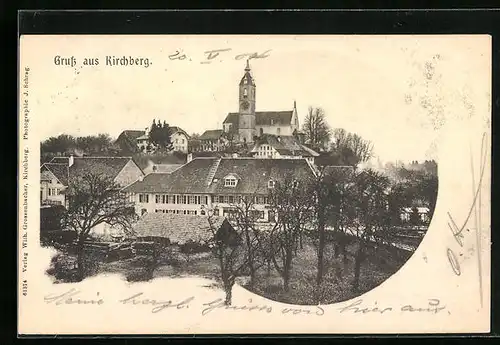 AK Kirchberg, Ortsansicht mit Kirche