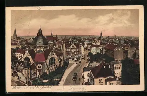 AK Dortmund, Teilansicht mit Synagoge und Strasse vom Grafenhof