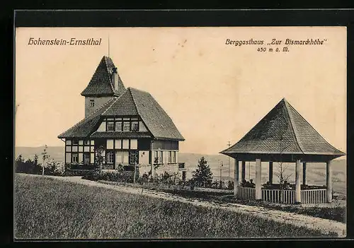 AK Hohenstein-Ernstthal, Berggasthaus Zur Bismarckhöhe mit Weg und Pavillon