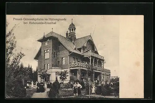 AK Hohenstein-Ernstthal, Frauengenesungsheim im Hüttengrunde, mit Garten und Patientinnen