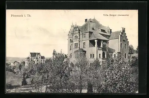 AK Pössneck /Th., Villa Berger von der Gartenseite gesehen