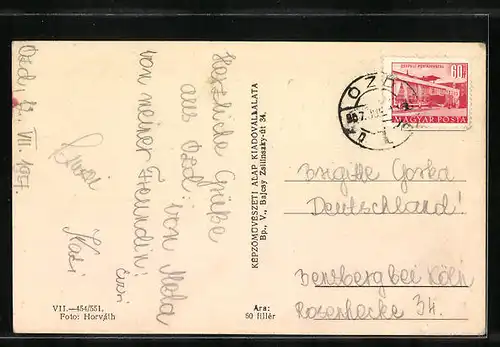 AK Ózd, Ortsansicht aus der Vogelschau