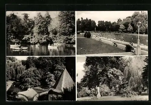 AK Miskolc-Tapolcáról, Freibad, Ruderboot-Partie