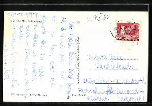 AK Miskolc-Tapolcáról, Freibad, Ruderboot-Partie