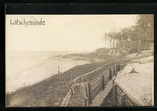 AK Latschemünde, Uferpartie mit Schützengraben
