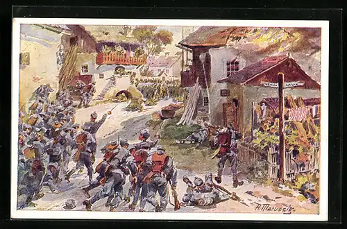 AK Rotes Kreuz Nr. 209: Sturmangriff auf ein Dorf